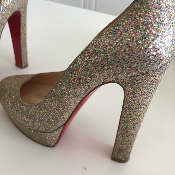 Christian Louboutin Gold Glitter Bibi 140 Pump - Picture 2 of 8